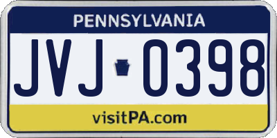PA license plate JVJ0398