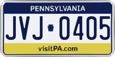 PA license plate JVJ0405