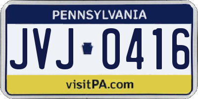 PA license plate JVJ0416