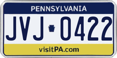 PA license plate JVJ0422