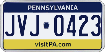PA license plate JVJ0423
