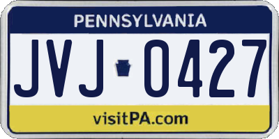 PA license plate JVJ0427