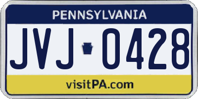 PA license plate JVJ0428