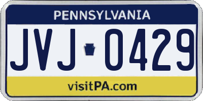 PA license plate JVJ0429