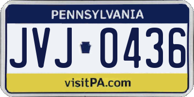 PA license plate JVJ0436