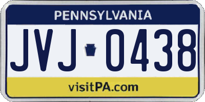 PA license plate JVJ0438