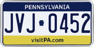 PA license plate JVJ0452