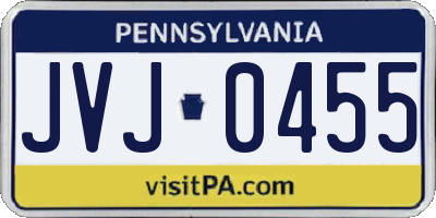 PA license plate JVJ0455