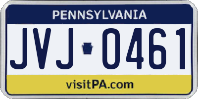 PA license plate JVJ0461