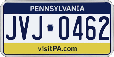 PA license plate JVJ0462