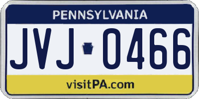 PA license plate JVJ0466