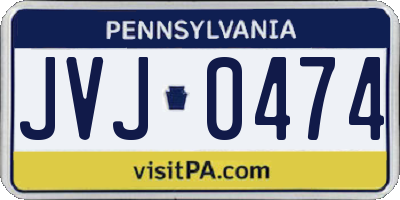 PA license plate JVJ0474