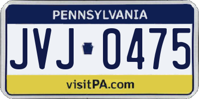 PA license plate JVJ0475