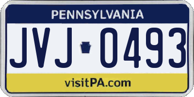 PA license plate JVJ0493