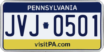 PA license plate JVJ0501