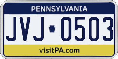 PA license plate JVJ0503