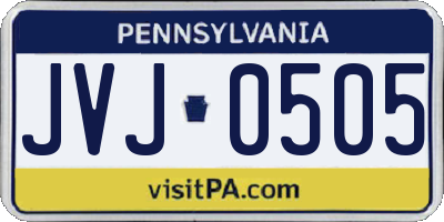 PA license plate JVJ0505