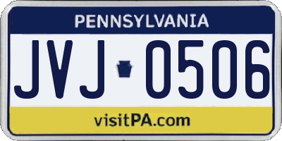 PA license plate JVJ0506