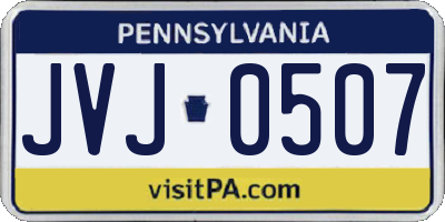 PA license plate JVJ0507