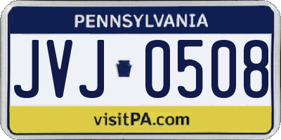 PA license plate JVJ0508