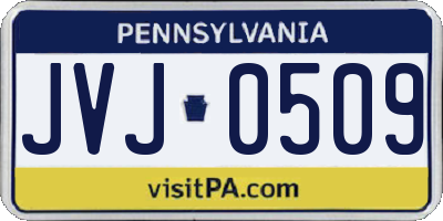 PA license plate JVJ0509