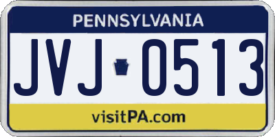PA license plate JVJ0513