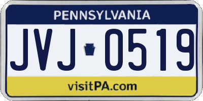 PA license plate JVJ0519