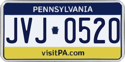 PA license plate JVJ0520