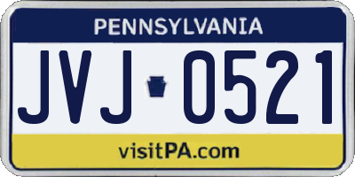 PA license plate JVJ0521
