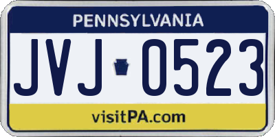 PA license plate JVJ0523