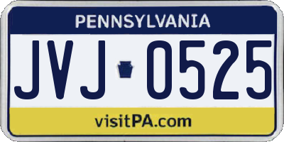 PA license plate JVJ0525
