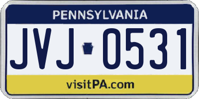 PA license plate JVJ0531