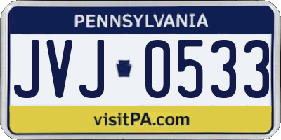 PA license plate JVJ0533