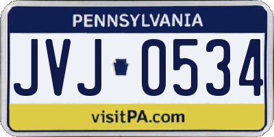 PA license plate JVJ0534