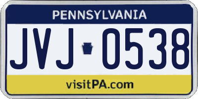 PA license plate JVJ0538