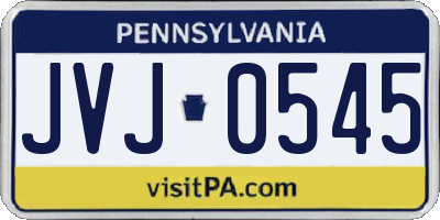 PA license plate JVJ0545