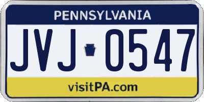 PA license plate JVJ0547