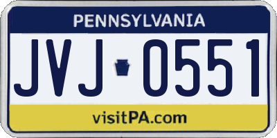 PA license plate JVJ0551