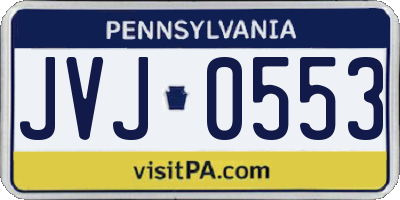 PA license plate JVJ0553