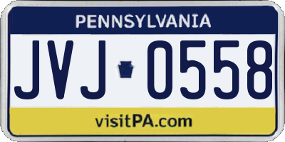 PA license plate JVJ0558
