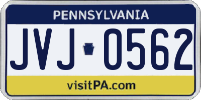 PA license plate JVJ0562