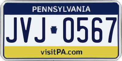 PA license plate JVJ0567