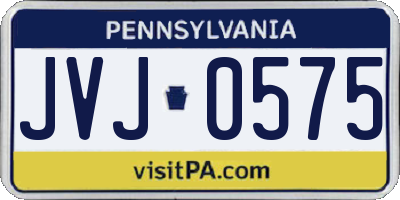 PA license plate JVJ0575