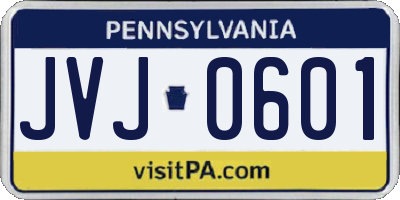 PA license plate JVJ0601