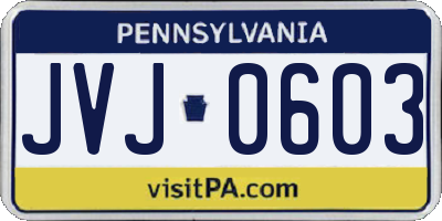 PA license plate JVJ0603