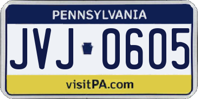 PA license plate JVJ0605