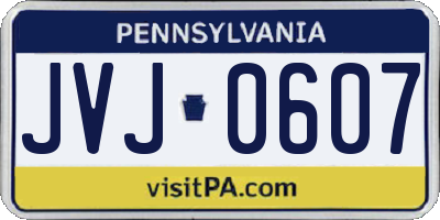 PA license plate JVJ0607