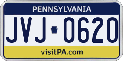 PA license plate JVJ0620