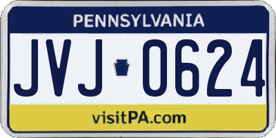 PA license plate JVJ0624