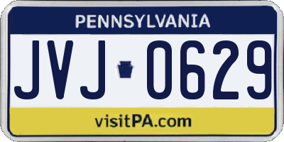 PA license plate JVJ0629
